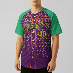 Maillot de baseball unisexe avec logo brodé par sublimation, respirant, manches courtes, design color block, nom et numéro de l'équipe - Product Image 1