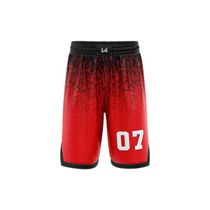 Shorts de basketball en maille 100% polyester avec logo personnalisé, imprimé par transfert thermique, nom de l'équipe et logo sur le devant et le dos, taille plus, respirant - Product Image 5