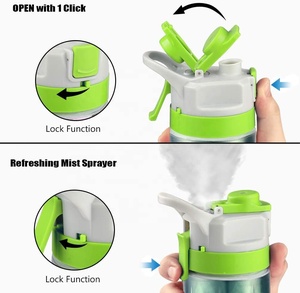 ขวดน้ำพลาสติก PP หุ้มฉนวนผนังสองชั้นปราศจาก BPA พร้อมด้วยสเปรย์ละอองน้ำ550มล. ดีไซน์ล็อคคู่เป็นมิตรกับสิ่งแวดล้อม - Product Image 3