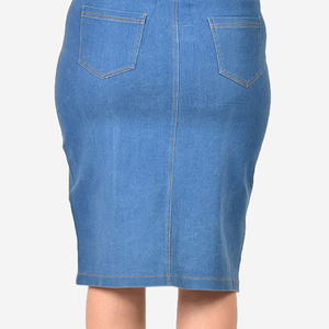 Jupe crayon en jean taille haute pour femme, longueur genou, boutonnée sur le devant, couleur unie, style décontracté, tissu tissé - Product Image 4