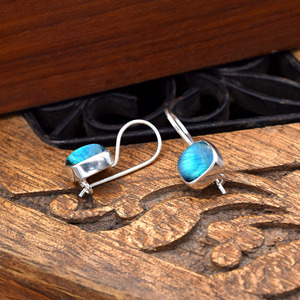 925 Sterling Silver Natural Labradorite Cushion Silver <b>Dangle</b> <b>Earrings</b> Handmade Gemstone Silver Jewelry Supplier - Product Image 4