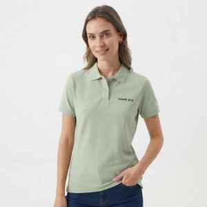 เสื้อโปโลผู้หญิงสีเขียวอ่อน แขนสั้น ปักโลโก้ แบรนด์ฮอว์คอาย ผ้าคอตตอนปิเก้ สไตล์ลำลอง - Product Image 1