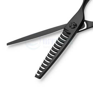 Tijeras de Peluquería Profesionales de 14 Dientes, Color Negro Mate, para Zurdos, de Acero Inoxidable Duradero, Ideales para Peinados de Precisión - Product Image 2