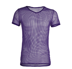 Camiseta sin mangas de malla transparente 100% algodón para hombre con logo frontal y serigrafía - Product Image 4
