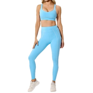 Nude Solid Lace Super Soft Butter Feeling Yoga <b>Leggings</b> & Sports Bra 4-Piece Set Breathable <b>Flare</b> Pants Fitness Training - Product Image 4