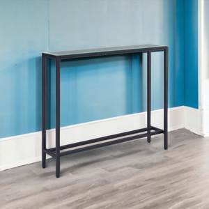 Mesa Consola Industrial de Metal con Tapa de Vidrio, Mueble Decorativo Resistente para la Entrada o el Vestíbulo - Product Image 1