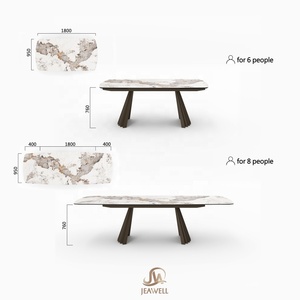 <span class=keywords><strong>Tavolo</strong></span> da Pranzo Allungabile da 6 a 8 Posti <span class=keywords><strong>Design</strong></span> Moderno Minimalista con Piano in Pietra Sinterizzata <span class=keywords><strong>Salvaspazio</strong></span> Arredamento per Cucina con Sedie - Product Image 2