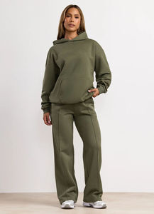 Conjunto Deportivo de 2 Piezas para Mujer, Color Caqui Cálido, Estilo Casual, con Sudadera y Pantalones de Felpa, Transpirable y Ecológico - Product Image 6