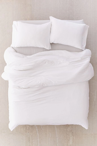 Ensemble de housse de couette blanche 3 pièces 100% coton 400TC Style simple uni Lavable Literie pour la maison - Product Image 5
