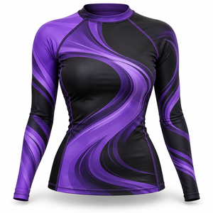 OEM Breathable <b>Womens</b> <b>Rash</b> <b>Guards</b> Customized Custom <b>Womens</b> Slim Fit <b>Rash</b> <b>Guard</b> Lightweight Sublimated Print Sportswear - Product Image 5
