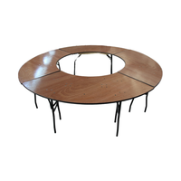 Table Pliante en Bois Courbé Moderne en Contreplaqué Demi-Lune en Forme de S Serpentine pour Repas à la Ferme, Hôtels, Mariages et Événements en Extérieur