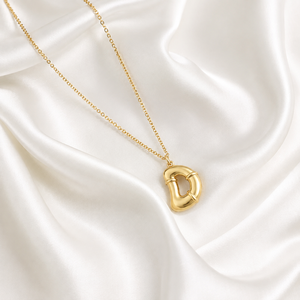 18k Gold Plating D Alphabet Letter Pendant Necklace <b>Initial</b> Elegant Puffy Name Balloon Statement Women's Charm Fancy Jewelry - Product Image 3