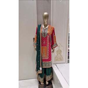 Ensemble haut et dupatta pour femmes, design élégant, tenue de soirée, look palazzo - Product Image 1
