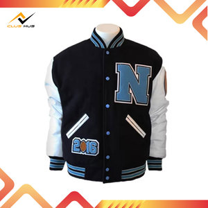 Blouson universitaire streetwear oversize pour homme avec manches en cuir PU, épaules tombantes, design urbain robuste - Product Image 4