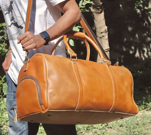 Custom Made Club Hub Industries Genuine <b>Leather</b> Eco-friendly Sports Duffle Laptop <b>Bag</b> 50-70L Capacity Business Retro Style - Product Image 2