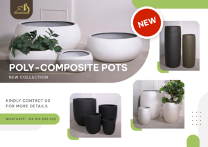 Grand pot de fleurs Morella en céramique GRC Art-home, moderne, écologique, durable, pour la maison, le jardin, la terrasse, l'hôtel, mini-pots de fleurs - Product Image 3