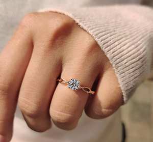 Anillos de Compromiso de Moissanita Cultivada en Laboratorio de Primera Calidad, Corte Brillante Redondo de 1 Quilate, Sin Níquel, Sin Plomo, Oro Sólido Clásico, Venta al Por Mayor - Product Image 5