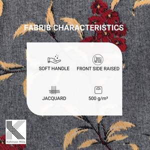 Tela Jacquard de Algodón 100% BCI Peinado de 500 g/m² al por Mayor, Ecológica, con Diseño Floral en Relieve, Acabado Suave, para Chaquetas y Abrigos de Invierno de Alto Gramaje - Product Image 3