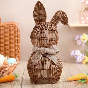 Conejo decorativo de ratán para la Pascua, ideal para decoración del hogar y fiestas, estatua de conejo tejida de primera calidad. - Product Image 1