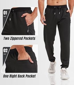 Men's Mid Waist Eco-Friendly Waterproof 100% Cotton Fleece <b>Jogger</b> Pants Drawstring Closure <b>Zip</b> <b>Pocket</b> Casual - Product Image 4