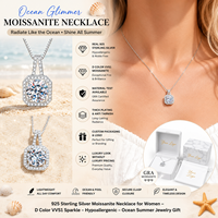 Collier pendentif en moissanite 1 carat taille coussin avec halo, en argent sterling 925, couleur D, pureté VVS1, idéal pour les vacances, les voyages, la côte, les journées ensoleillées, cadeau pour femme, bijoux raffinés