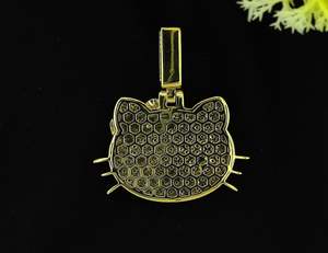 Colgante de Lujo de Plata de Ley 925 con Moissanita de Dibujos Animados de Hello Kitty y Baño de Rodio para Niños, Estilo HipHop Iced - Product Image 6