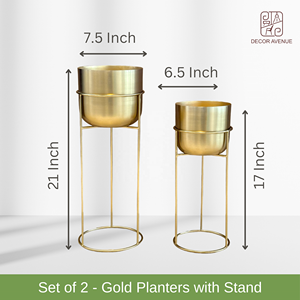 Jardinières décoratives en métal de luxe modernes avec support couleur or pour bureau à domicile jardin salon chambre cuisine utilisation - Product Image 3