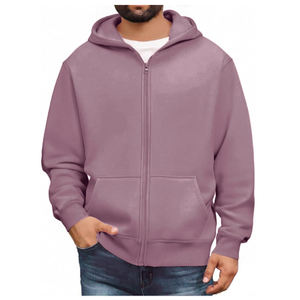 Sweat-shirt à capuche zippé pour homme, hiver, uni, impression de logo personnalisée, service OEM, molleton, manches longues - Product Image 3