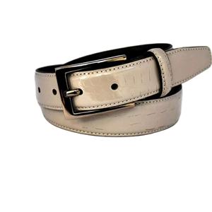 Ceinture unisexe de haute qualité en tissu gris élastique de 35 mm, élégante et confortable avec extrémités en cuir véritable, accessoire haut de gamme - Product Image 4