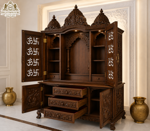 Big Swaminarayan Teak Wood Mandir For Home <b>Hand</b> Carved Wooden Hindu Temple for Home & Office Wholesale Indian Pooja Ghar Mandir - Product Image 4