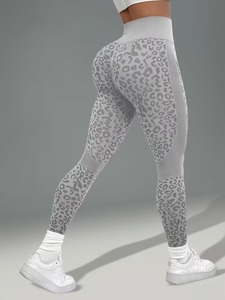 Women's Sculpting Leopard Print Compression <b>Tights</b> | High-Waist Yoga Gym Pants | Durable Active Running Leggings Set - Product Image 5
