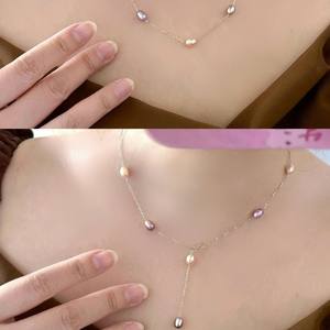 Collier de perles d'eau douce naturelles haut de gamme de 5-4 mm, tissé à cinq couches avec un élégant argent S925, brillant et tendance - Product Image 4