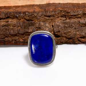 Anillo ajustable de plata de ley 925 con lapislázuli azul, estilo bohemio, hecho a mano, regalo para mujer - Product Image 3