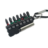 Porte-embouts porte-clés MRM 8 pièces PH1-PZ3 noir, pour perçage du bois et perceuse à percussion, finition phosphate de manganèse, 13 cm, personnalisable, TAIWAN
