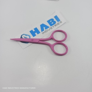 กรรไกรตัดหนังกำพร้าสแตนเลสเกรดอุตสาหกรรม ยี่ห้อ HABI INDUSTRIES สีชมพู ขอบเรียบ ปักลายนกกระสาครึ่งสีทอง สำหรับคนถนัดขวา - Product Image 4