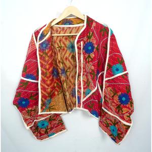 Handmade Indian Kantha Reversible <b>Jacket</b> for Women Boho Patchwork Winter Wear Robe Dress with Letter <b>Pattern</b> - Product Image 5