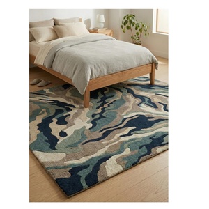 Tapis d'intérieur moderne en laine tuftée à la main avec base antidérapante pour hôtels, bureaux et résidences - Product Image 1