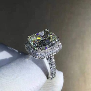 Luxury Gold Hip Hop <b>Iced</b> <b>Ring</b> Unisex Natural Large Diamond Stone Elegant Fashion Statement IGI Certified Silver Plated Jewellery - Product Image 2