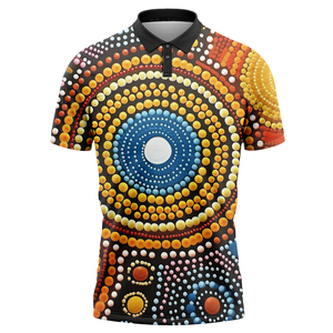 Polo pour homme personnalisé imprimé aborigène vintage, respirant, en polyester, manches courtes, polo de haute qualité pour homme - Product Image 6