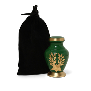 Juego de 4 Urnas Funerarias Pequeñas de Latón Duradero de Alta Calidad con Grabado del Árbol de la Vida en Verde para Guardar Cenizas Conmemorativas - Product Image 5