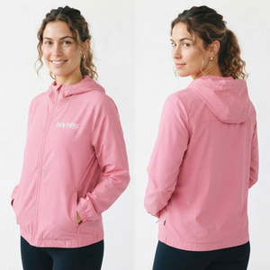 Veste coupe-vent à capuche pour femme avec logo brodé, fermeture éclair intégrale, veste de pluie légère en nylon, sweat à capuche 3/4 zip imperméable - Product Image 4