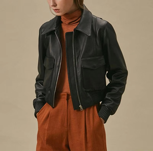 Chaqueta de Béisbol Corta de Cuero Sintético para Mujer, Diseño Moderno, Ajustada, Cortavientos, Estilo Urbano, Chaqueta Bomber para Motocicleta - Product Image 1