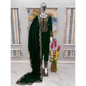 Conjunto de traje de fiesta hermoso para mujer con parte inferior y Dupatta - Product Image 3