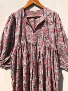 Vestido Midi Informal de Algodón 100% para Mujer, Estampado Floral, Cuello Profundo, Cierre con Cordón, Silueta Holgada, Forro de Algodón Tejido, Ropa de Dormir - Product Image 5
