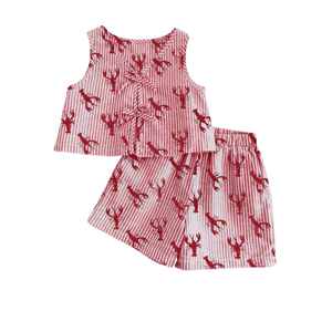 Conjunto de Ropa de Verano para Bebés Niñas en Oferta: Top sin Mangas con Cuello de Encaje y Pantalones Cortos - Product Image 4