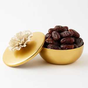 Plato Ovalado de Lujo Dorado con Borde de Cuentas para Servir Frutos Secos, Tazón de Metal para Frutas, Vajilla Metálica Skies Trader - Product Image 2