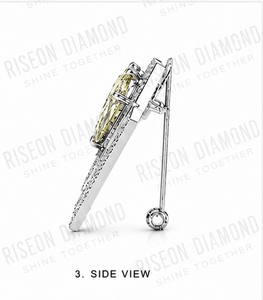Trillion Cut Diamond Silver Brooch <b>Mens</b> Geometric Premium Luxury 925 Sterling Silver Formal Suit <b>Lapel</b> <b>Pin</b> Modern Fine Jewelry - Product Image 2