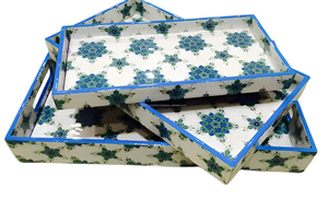 Floral Enamel Printed MDF Serving Tray Set Lavender Design Wooden Tray with Handles <b>Decorative</b> Dining Table Home Decor Gift - Product Image 4