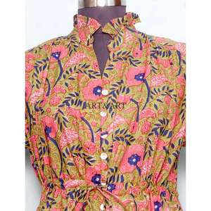 Vestido Corto con Estampado Floral para Mujer, Estilo Boho Chic, Verano, Midi, Dulce, Casual, para Vacaciones en la Playa, 100% Algodón, Ligero, para Fiesta - Product Image 4