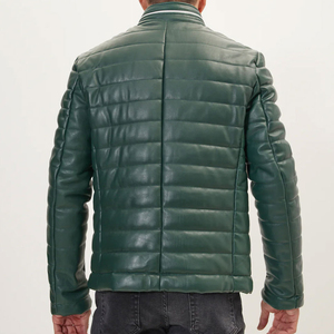Modern High Street Style Leather Puffer <b>Jacket</b> for Men Warm Quilted Outerwear Comfortable Fit Fashion Wear Front Logo - Product Image 2